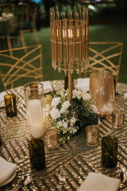 Tablescape and Floral detail — Sangeet decor — Alila Diwa Goa